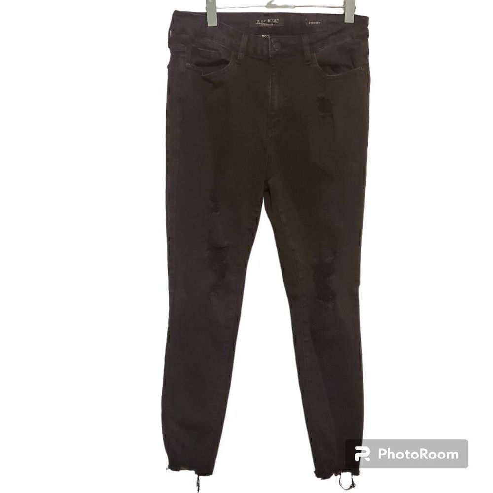 Judy Blue Black Distressed Skinny Fit Crop Jeans 11/30